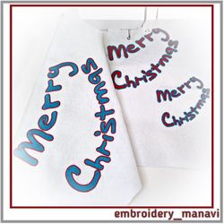 Merry Christmas lettering for your greetings Digital machine embroidery design