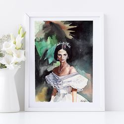 Claudia Cardinale Portrait from "The Leopard" Original hand painted watercolor Painting Wall Art