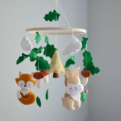 Woodland baby mobile, tree and forest animals
