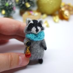 Rory the raccoon, miniature needle felted animal, gift for Christmas
