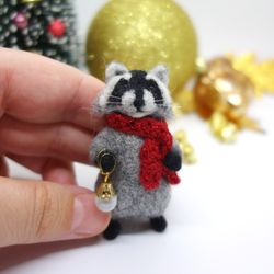 Freddy the raccoon, miniature needle felted animal, gift for Christmas