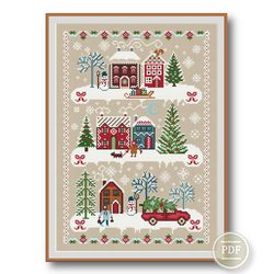 Merry Christmas Sampler Cross Stitch PDF - Merry Christmas Pattern - Winter Sampler PDF Cross Stitch Pattern 129