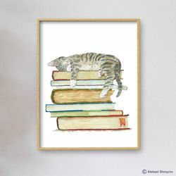 Tabby Kitten, Cat Art Print, Cat Decor, Watercolor Painting, Bedroom Decor, Cat Lover Gift