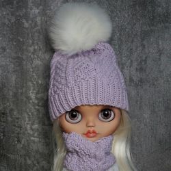 Hat for blythe doll, clothes for blythe, knitted hat