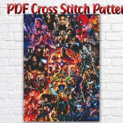 Avengers Counted Cross Stitch Pattern / Marvel PDF Cross Stitch Chart / Avengers Printable PDF Cross Stitch Chart
