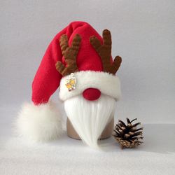 Reindeer Gnome Christmas Gnome Decor Holiday Gnome Plush Gnome Xmas Decoration Tiered Tray Decor Sweden Gnome Red Nosed