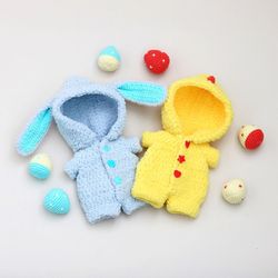 Baby Sophie outfit - crochet doll's clothes jumpsuits and eggs