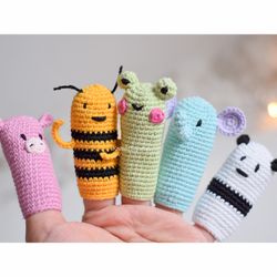 finger puppets toy set for baby, animal finger puppets, baby shower finger puppets gift idea by KnittedToysKsu