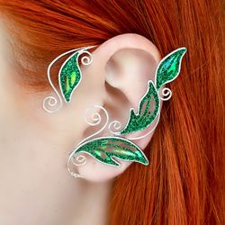 elf ear cuffs no piercing, elven leaf ear cuff earring