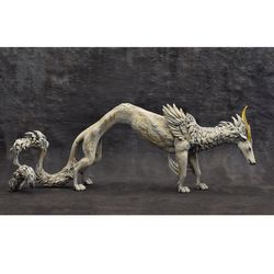 White dragon Artdoll Original creature Figurine Sculpture Toy animal