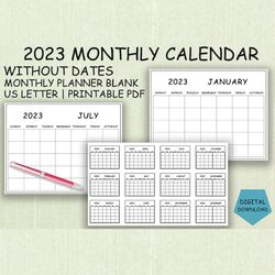 Printable calendar 2023 wall calendar Calendar template Minimalist Calendar Digital planner Blank calendar Work planner