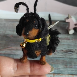 Needle felted Halloween dachshund miniature