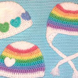 Crochet Pattern Rainbow Baby Beanies