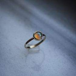 solid gold opal ring, 14k gold ring with opal