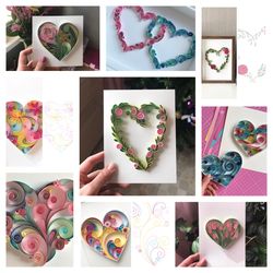 Set of patterns with Hearts - Quilling LOVE ideas - Templates for quilling