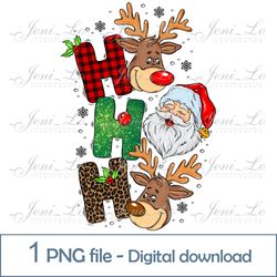 Santa Ho Ho Ho Christmas deer 1 PNG file Merry Christmas Sublimation Christmas reindeer design Rudolf clipart Download