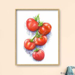 Tomato Art Print, Kitchen Wall Decor, Vegetables Art, Watercolor Painting, Dining Room Art