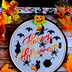 happy halloween ornament cross stitch pattern pdf by crossstitchingforfun instant download halloween cross stitch chart