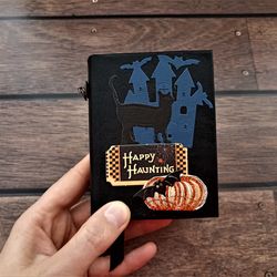 Happy haunting junk journal for sale Tiny spooky Halloween journal for sale 4 by 3 in.