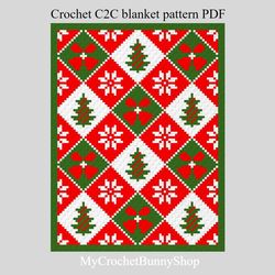 Crochet C2C Christmas Holiday blanket pattern PDF Instant Download