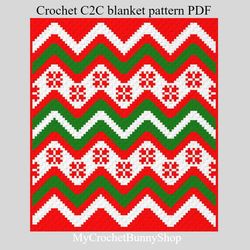 Crochet C2C Holiday Wave blanket pattern PDF Instant Download