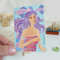 Miniature Mermaid Watercolor ACEO, a Girl in the Waves in Water 07.JPG