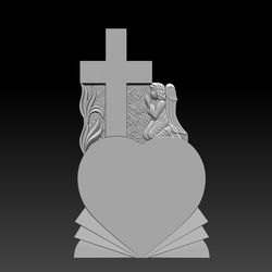 3D STL Model file Tombstone Angel in the heart for CNC Router Aspire Artcam Engraver Carving Milling