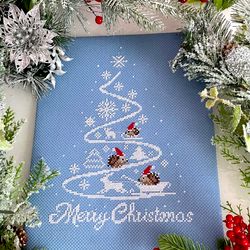 Christmas cross stitch pattern PDF HEDGEHOG CHRISTMAS TREE by CrossStitchingForFun, Christmas ornament cross stitch