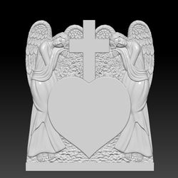 3D STL Model file for CNC Router Aspire Artcam 3D Printer Engraver Carving Milling. Tombstone Two Angels