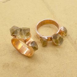 raw lemon topaz 925 sterling silver electroplated ring