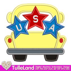 Truck with Stars USA Patriotic 4th July Machine embroidery design