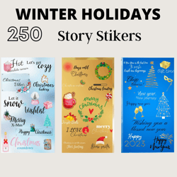 Winter holidays stickers, X-mas story stickers, Instagram stories, Christmas story stickers, New Year story stickers