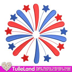 4th July fireworks little miss Machine embroidery design