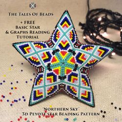 Northern Sky  Peyote Star Pattern / Tribal Beaded Star Pattern Christmas Ornament Seed Bead Patterns