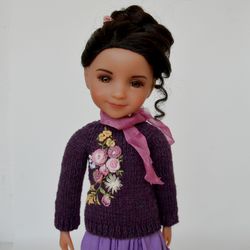**Embroidered cardigan and skirt for Ruby Red Fashion Friends doll**
