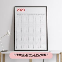 Printable wall planner  2023 | Vertical wall calendar  2023 | Digital pdf instant download | Dated wall planner 2023