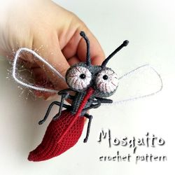 Mosquito crochet pattern, kids amigurumi insect brooch, amigurumi toy pattern, crochet DIY, how to crochet guide