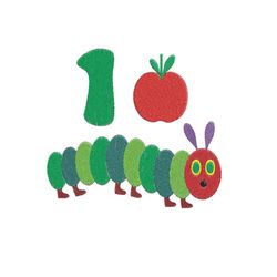 Hungry Caterpillar Machine Embroidery Design,cute machine embroidery design,2 sizes,Instant Download--728