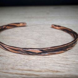 Pure copper men bracelet Rustic copper bangle 7th anniversary gift