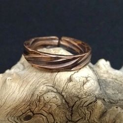 Copper ring textured 7th anniversary gift Artisan copper jewelry