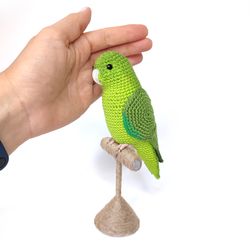green parrotlet - crochet bird, a gift for a holiday, interior decor