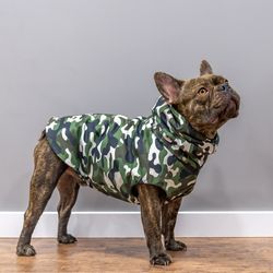 Camouflage Custom French Bulldog Waterproof Raincoats Dog Autumn Coat Frenchies Fall Rainy Weather Water Resistant Coat