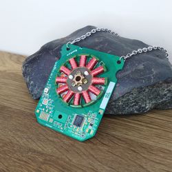 Cyberpunk necklace circuit board Post apocalyptic necklace Tech geek gifts Green circuit board necklace