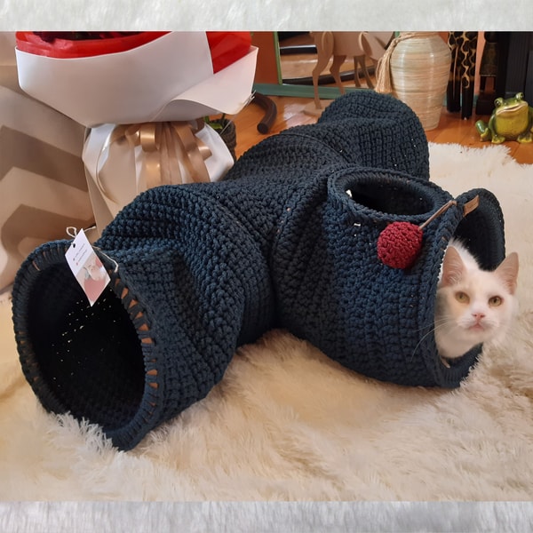 Crochet pet tunnel Modern crochet cat furniture Cat house Ca - Inspire ...