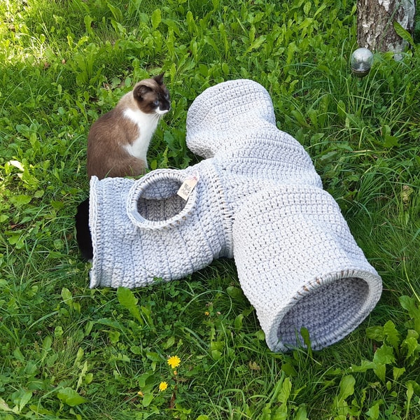 Crochet pet tunnel Modern crochet cat furniture Cat house Ca - Inspire ...