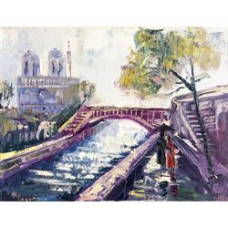 paris painting original art notre dame paris cityscape canvas wall art france oil painting on canvas