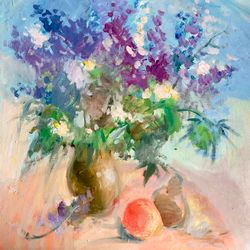 Wildflower Bouquet Painting, Original Floral Oil on Canvas, Impressionism,  'S Day Birthday Painting Holiday Wall Art