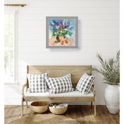 wildflower oil painting, original wall art, impressionism art,  's day birthday painting holiday wall art