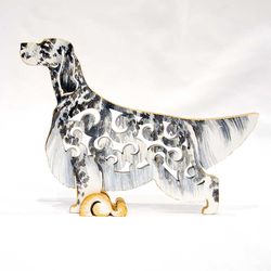 blue belton English Setter figurine, statuette made of wood (MDF), statue hand-painted