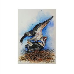 starks in the nest painting stork birds art original watercolor artwork birds symbol of love wall art by lady art galler